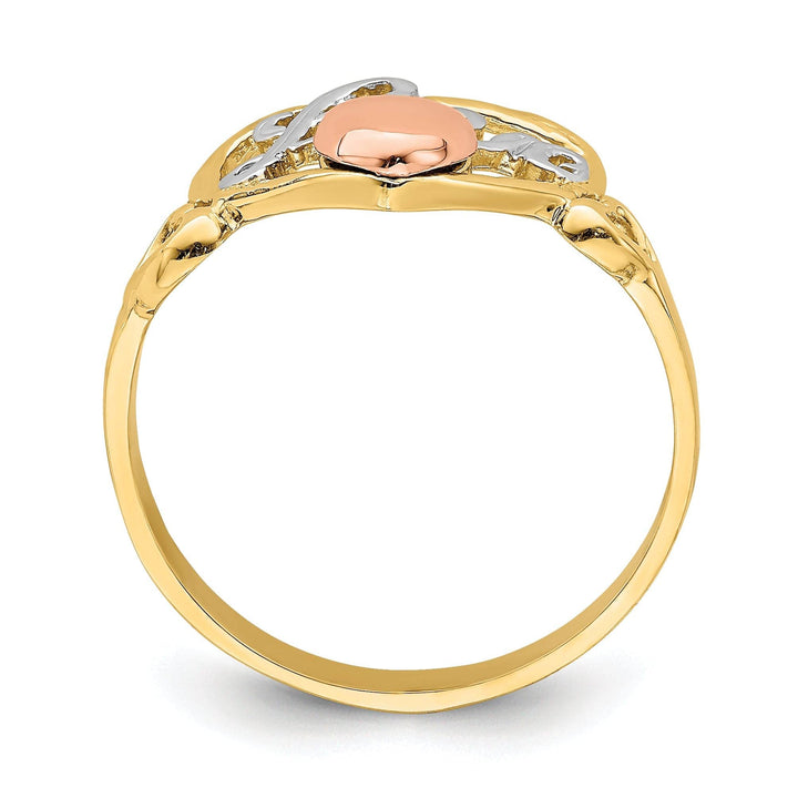 Lovely Rita's Ring 14k Tri Color Gold Love Heart Ring