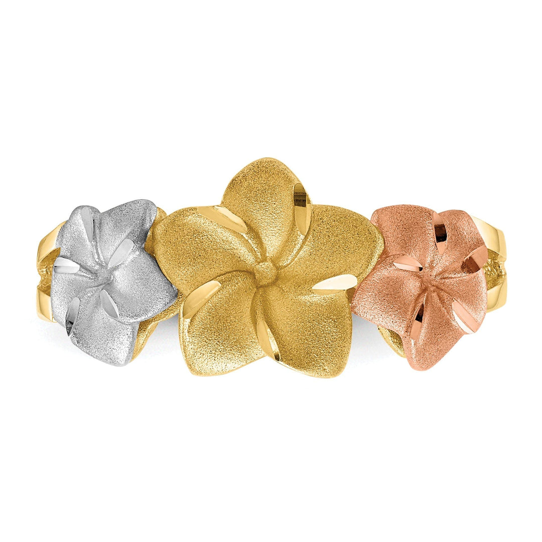 Lovely Rita's Ring 14k Tri Color Gold Plumeria Ring