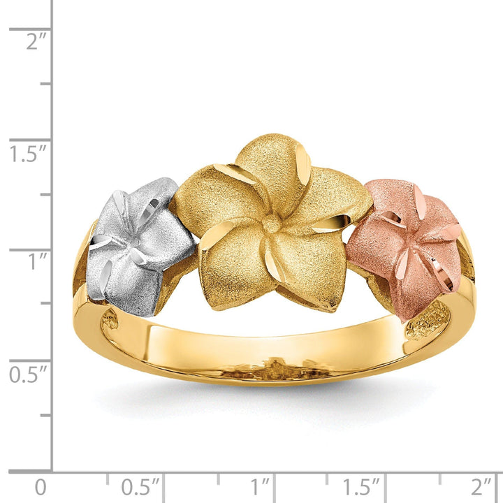 Lovely Rita's Ring 14k Tri Color Gold Plumeria Ring