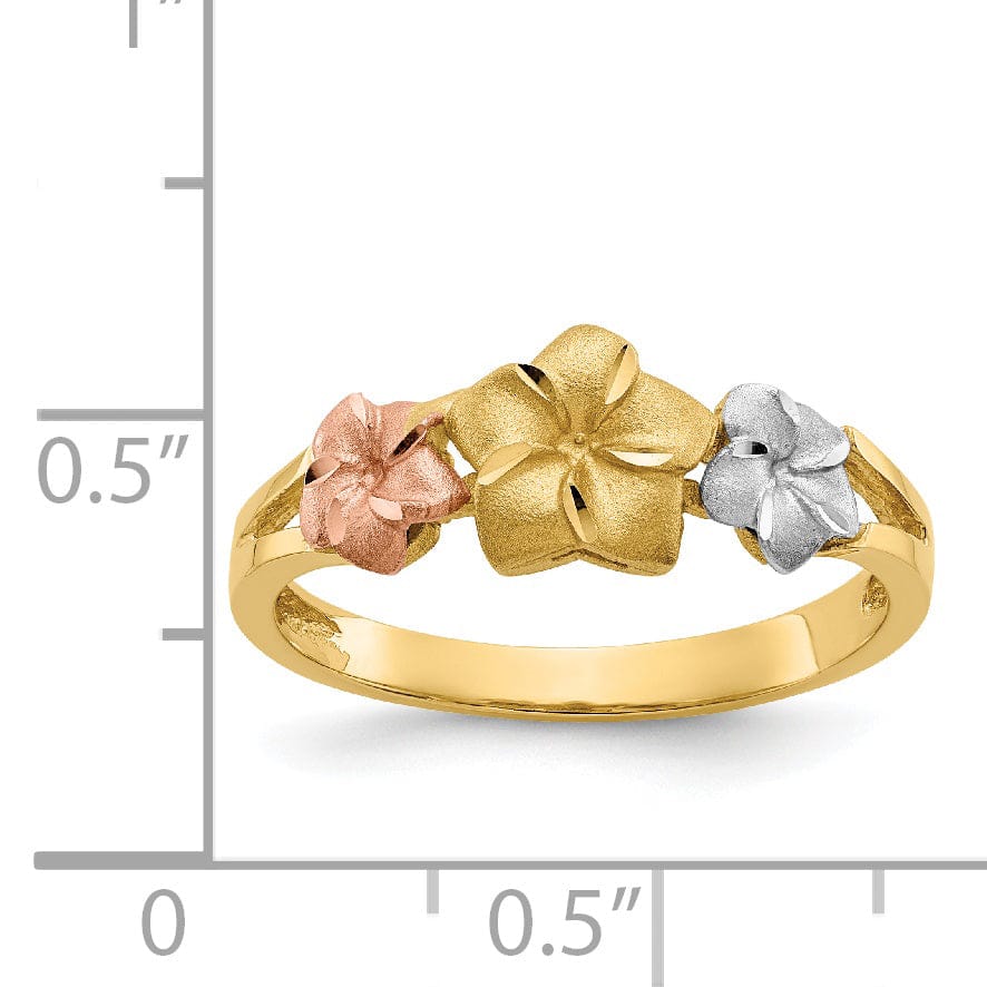 Lovely Rita's Ring 14k Tri Color Gold Plumeria Ring