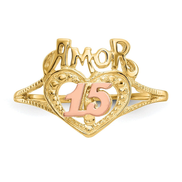 Lovely Rita's Ring 14k Two Tone Gold 'Amor 15' Heart Ring