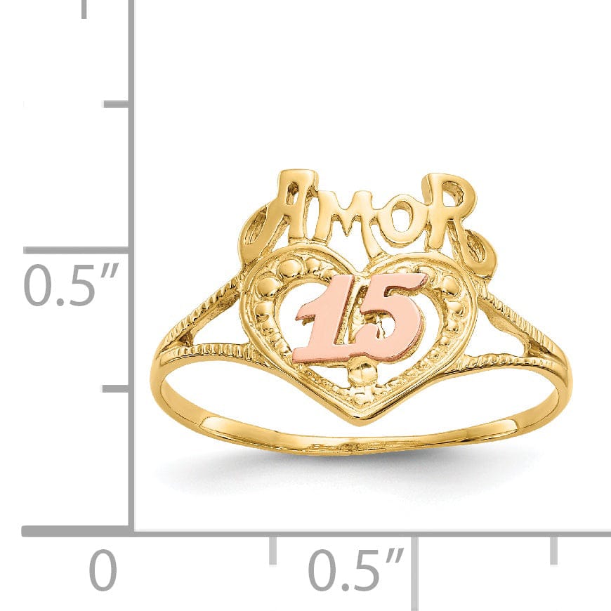 Lovely Rita's Ring 14k Two Tone Gold 'Amor 15' Heart Ring
