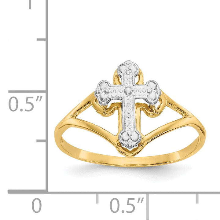 Lovely Rita's Ring 14k Two Tone Gold Cross Ring