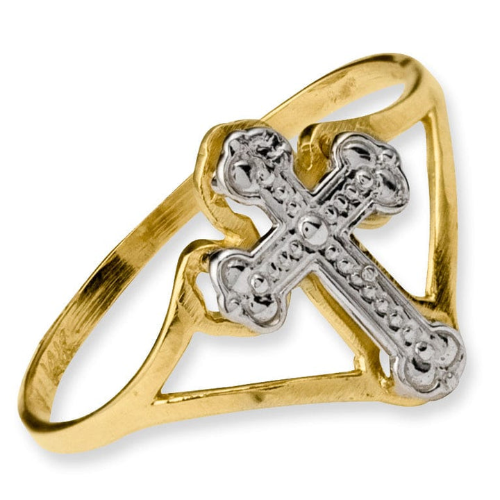 Lovely Rita's Ring 14k Two Tone Gold Cross Ring