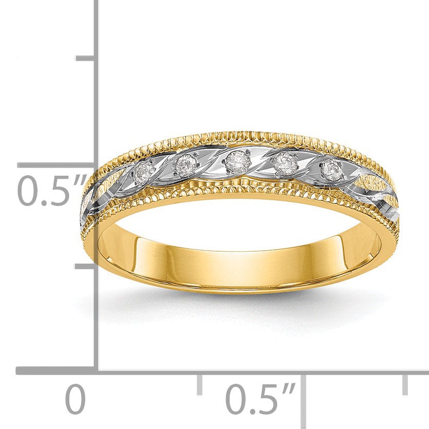 Bridal Ring 14k Two Tone Gold Diamond Ladies Wedding Band