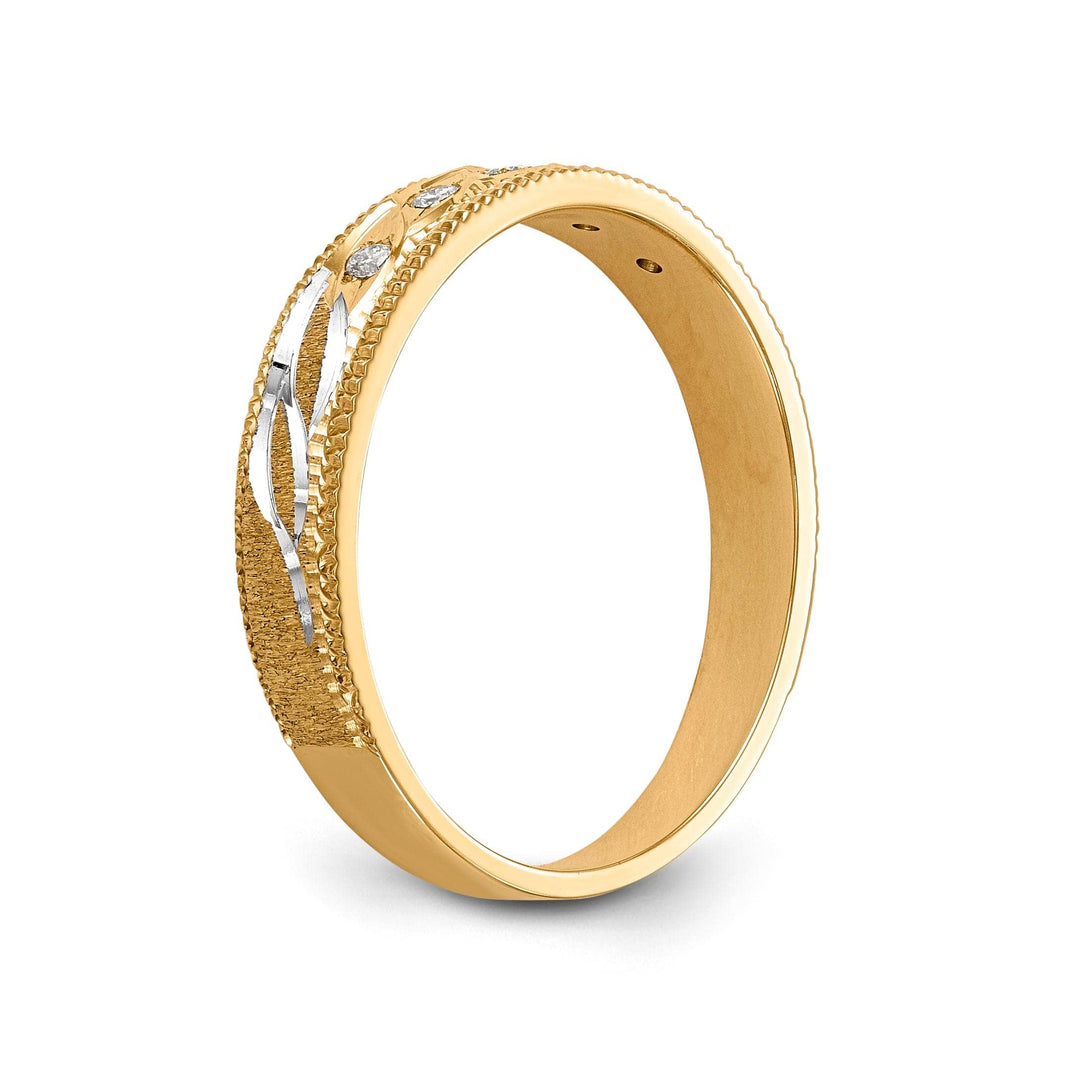 Bridal Ring 14k Two Tone Gold Diamond Ladies Wedding Band