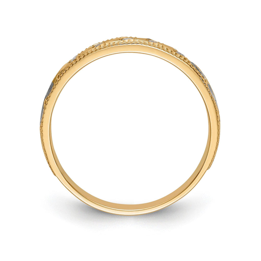 Bridal Ring 14k Two Tone Gold Diamond Ladies Wedding Band