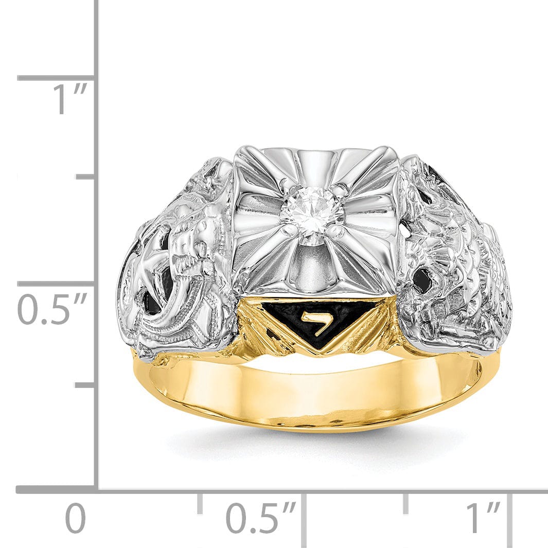 Lovely Rita's Ring 14k Two Tone Gold Diamond Men's Masonic Ring