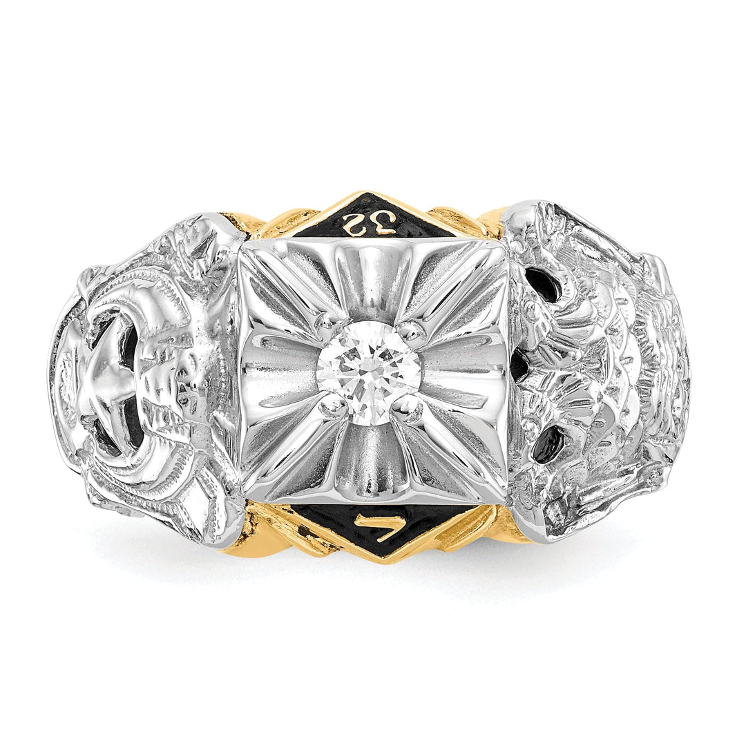Lovely Rita's Ring 14k Two Tone Gold Diamond Men's Masonic Ring
