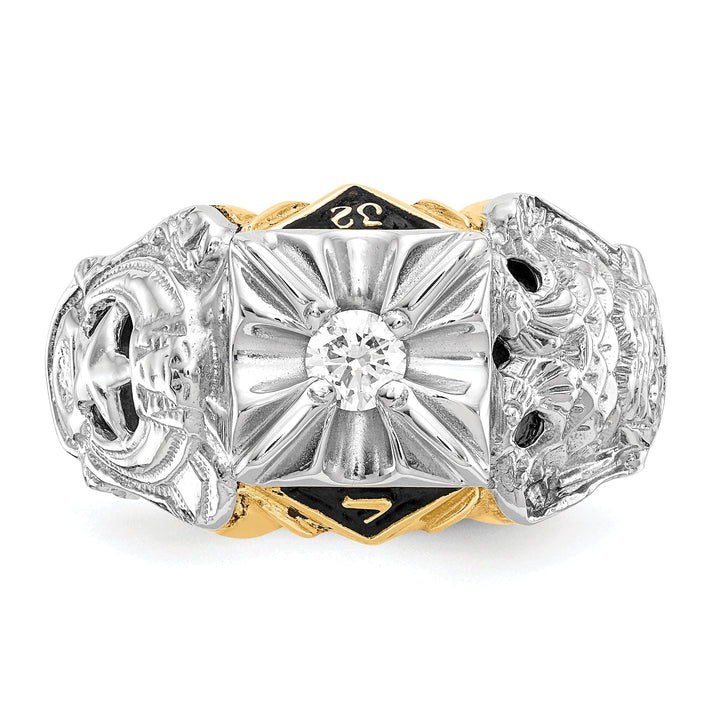 Lovely Rita's Ring 14k Two Tone Gold Diamond Men's Masonic Ring