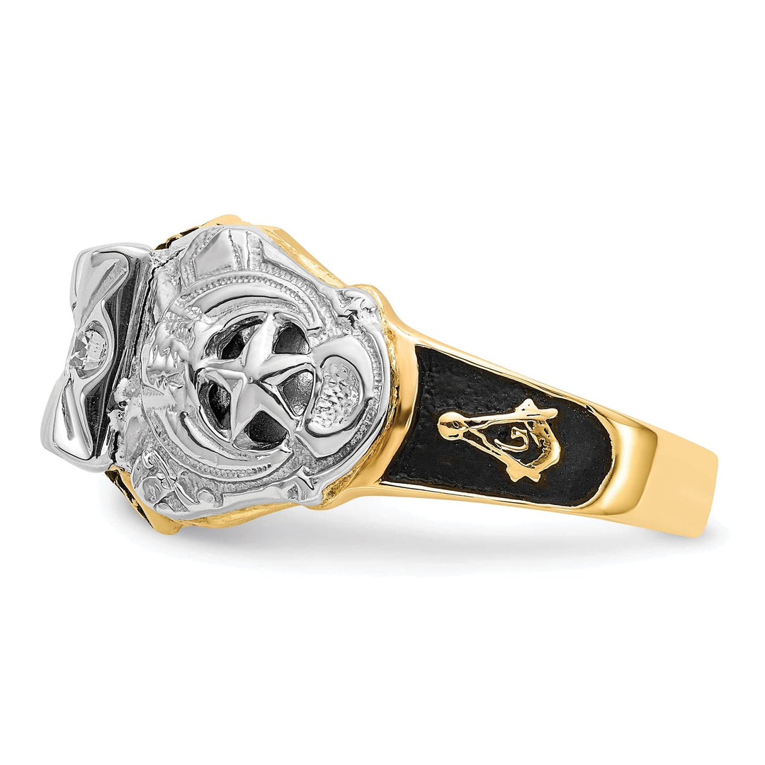 Lovely Rita's Ring 14k Two Tone Gold Diamond Men's Masonic Ring