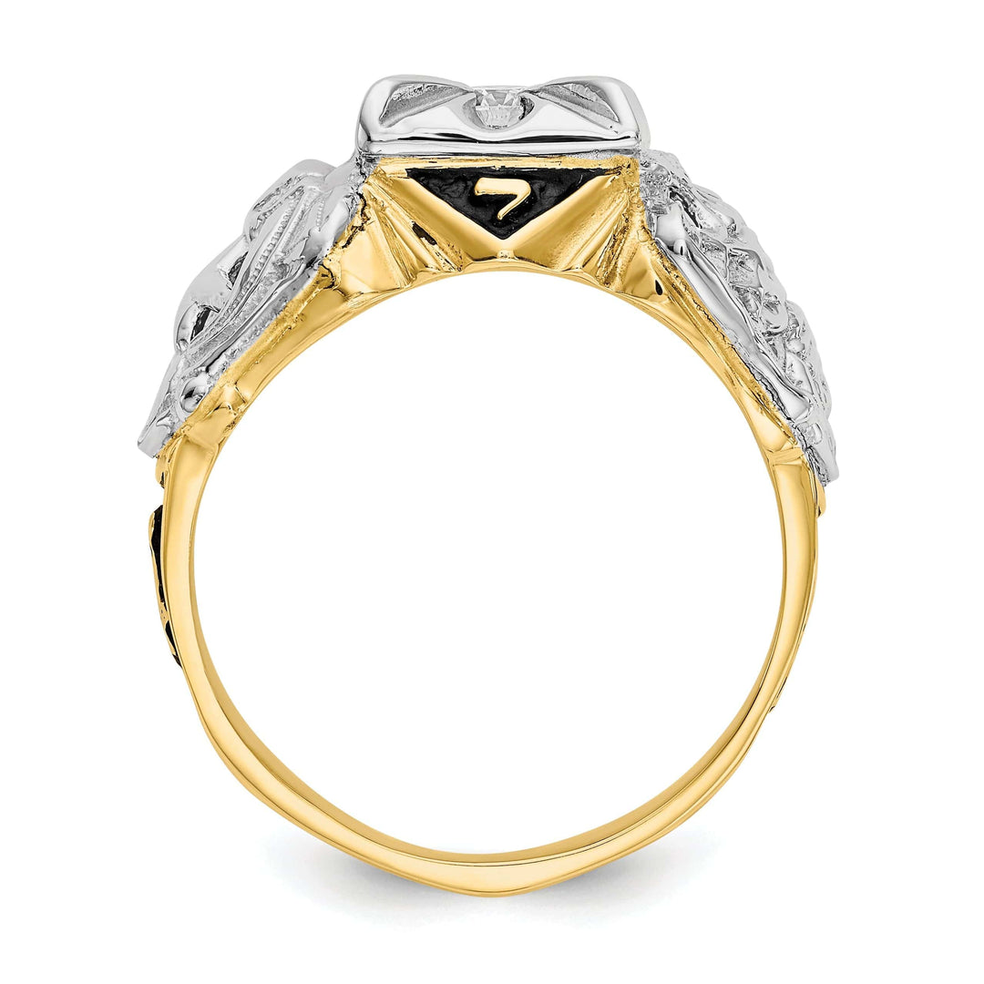 Lovely Rita's Ring 14k Two Tone Gold Diamond Men's Masonic Ring