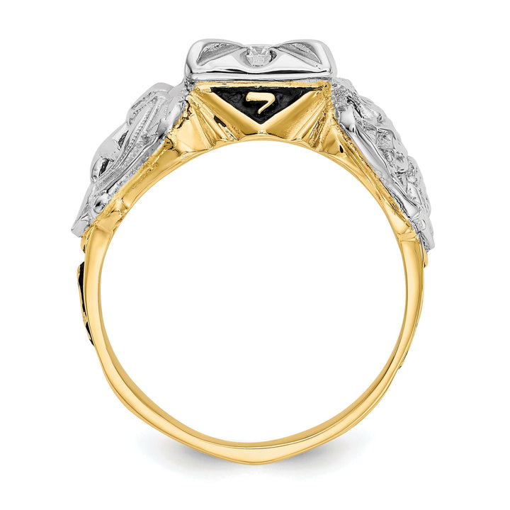 Lovely Rita's Ring 14k Two Tone Gold Diamond Men's Masonic Ring