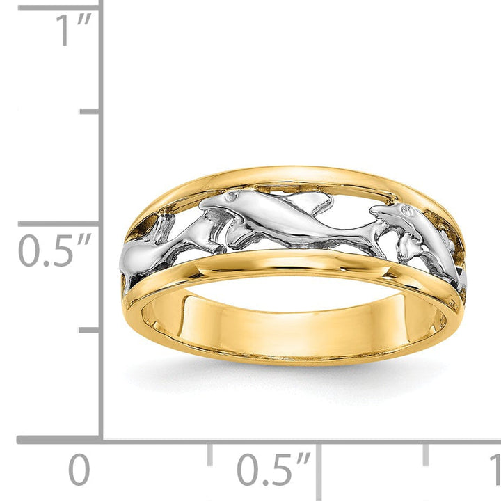 Lovely Rita's Ring 14k Two Tone Gold Dolphin Ring