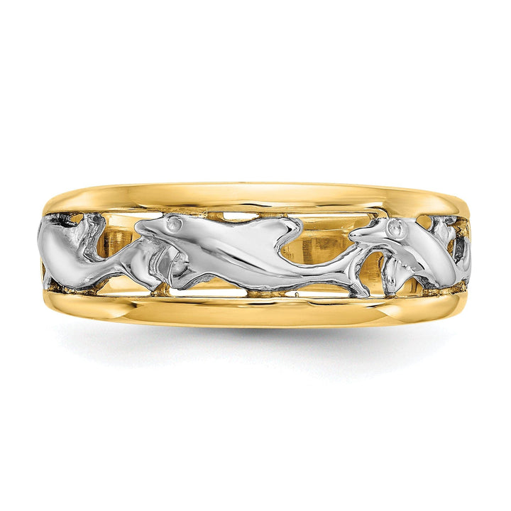Lovely Rita's Ring 14k Two Tone Gold Dolphin Ring