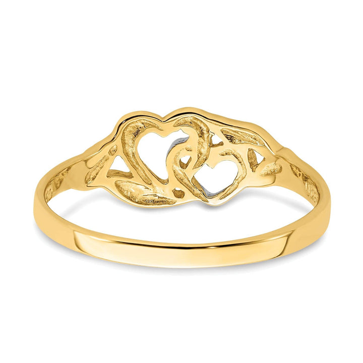 Lovely Rita's Ring 14k Two Tone Gold Double Heart Cut-Out Ring