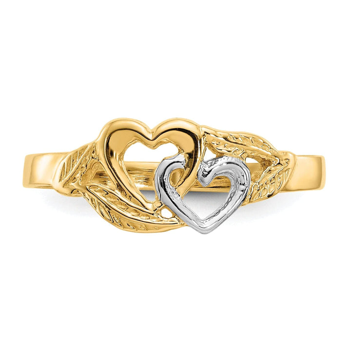 Lovely Rita's Ring 14k Two Tone Gold Double Heart Cut-Out Ring