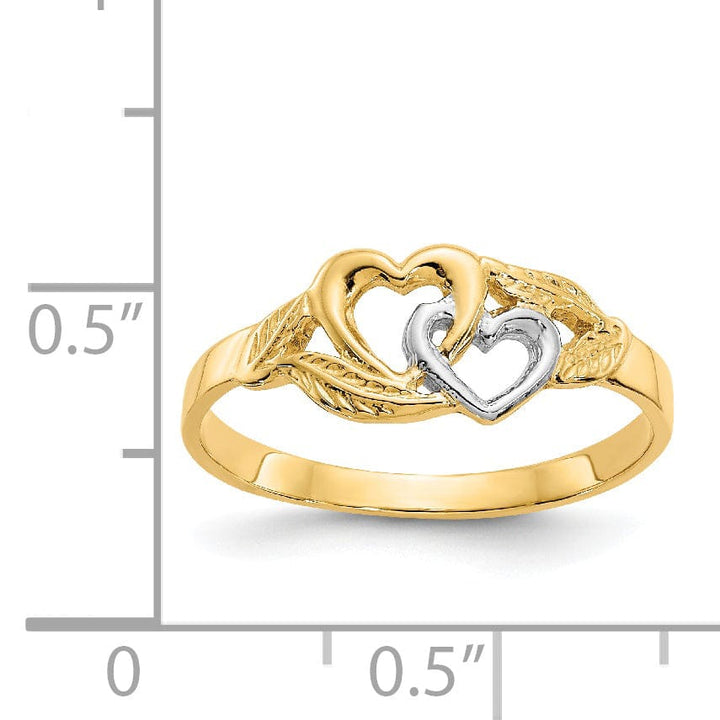 Lovely Rita's Ring 14k Two Tone Gold Double Heart Cut-Out Ring