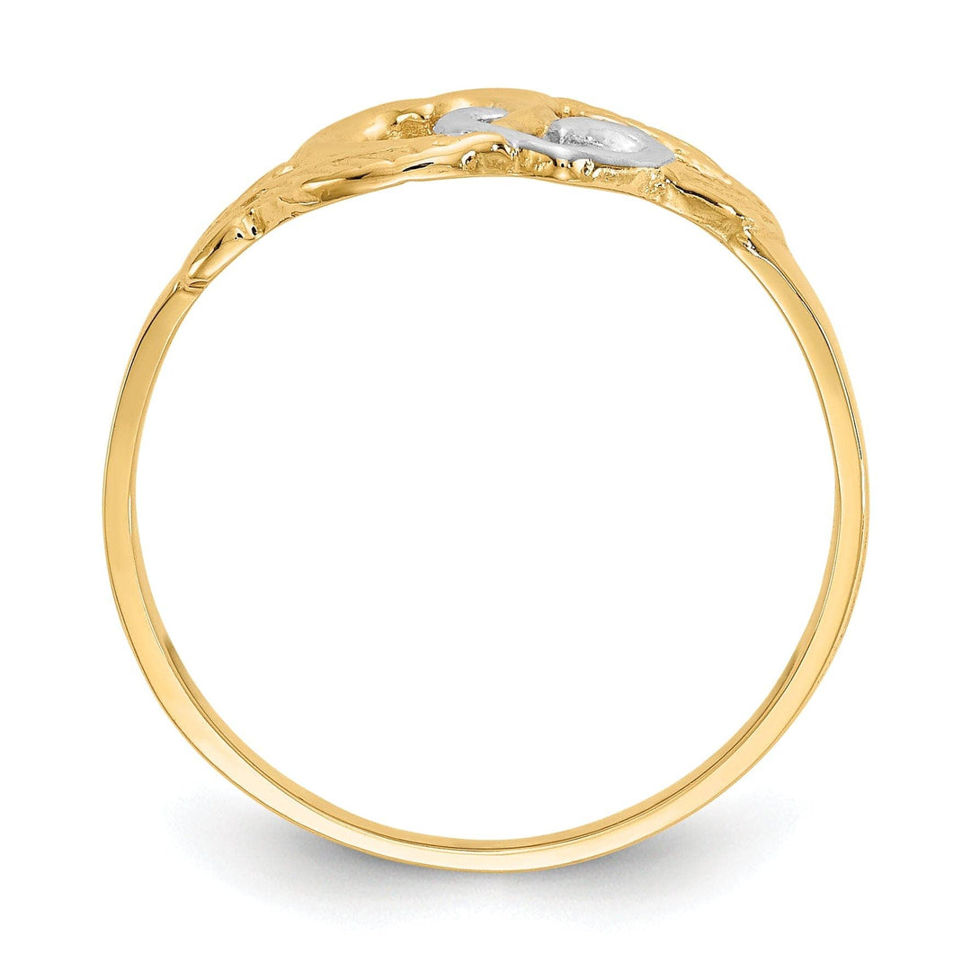 Lovely Rita's Ring 14k Two Tone Gold Double Heart Cut-Out Ring