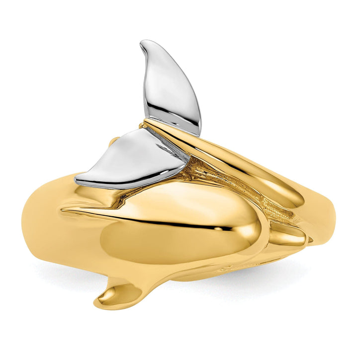 Lovely Rita's Ring 14k Two Tone Gold Polished Dolphin Ring