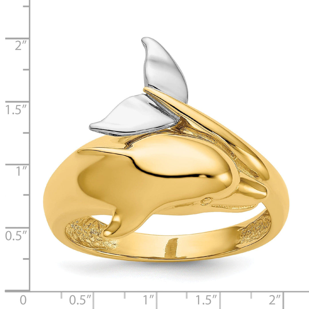 Lovely Rita's Ring 14k Two Tone Gold Polished Dolphin Ring