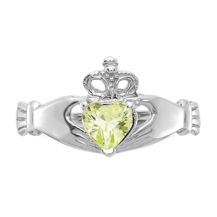 Lovely Rita's Ring 14k White Gold August Birthstone Claddagh Ring