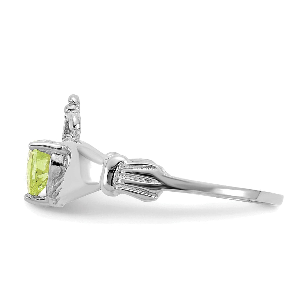 Lovely Rita's Ring 14k White Gold August Birthstone Claddagh Ring