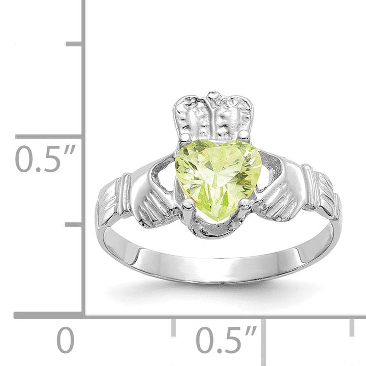 Lovely Rita's Ring 14k White Gold August Birthstone Claddagh Ring