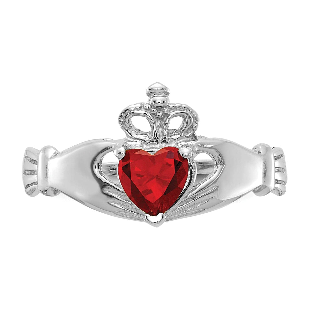 Lovely Rita's Ring 14k White Gold Birthstone Claddagh Heart Ring