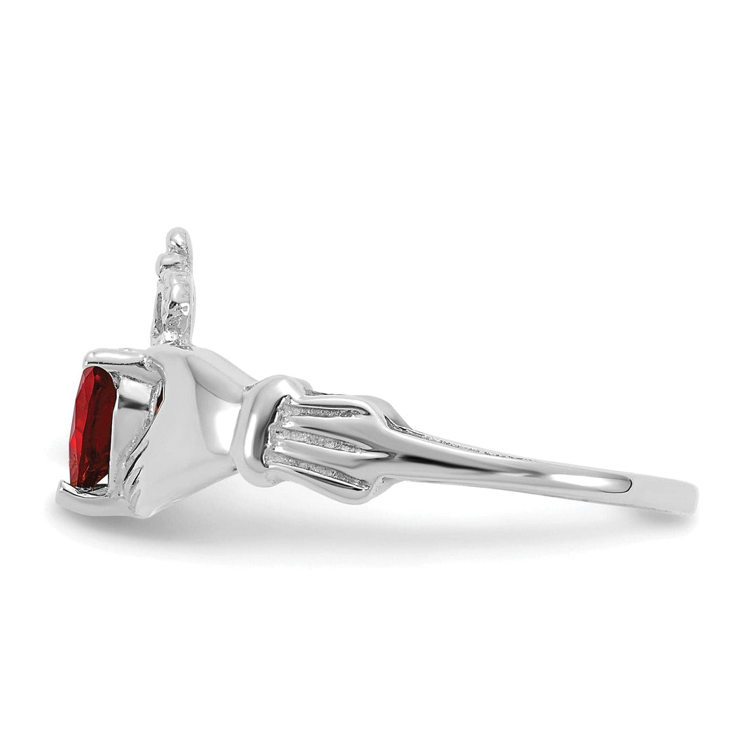Lovely Rita's Ring 14k White Gold Birthstone Claddagh Heart Ring