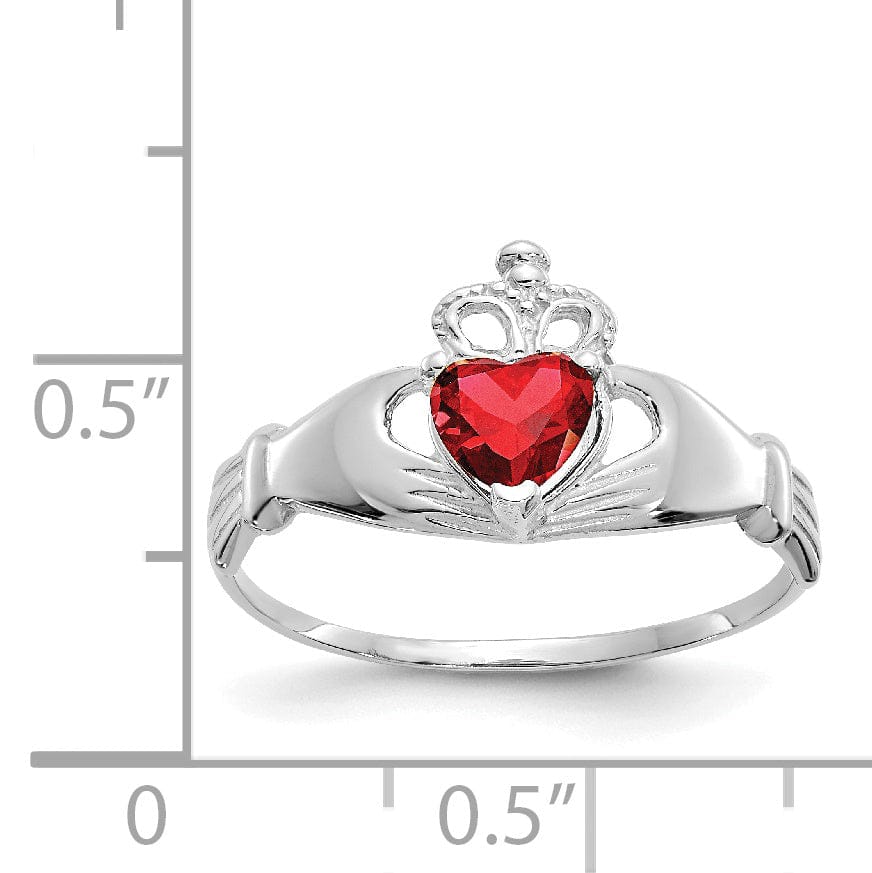 Lovely Rita's Ring 14k White Gold Birthstone Claddagh Heart Ring