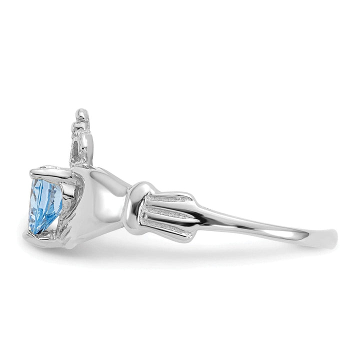 Lovely Rita's Ring 14k White Gold Birthstone Claddagh Heart Ring