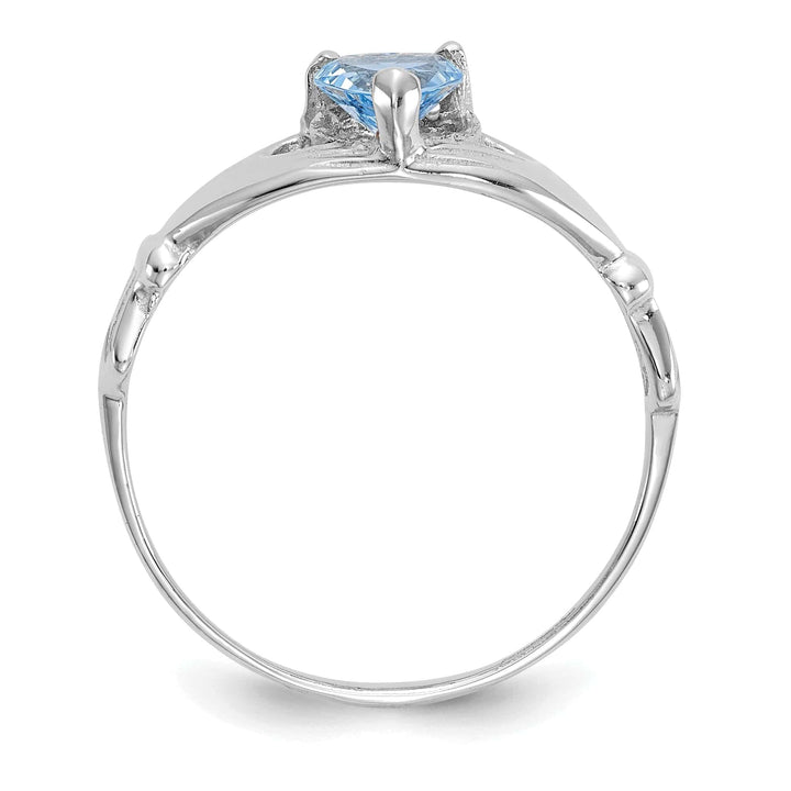 Lovely Rita's Ring 14k White Gold Birthstone Claddagh Heart Ring