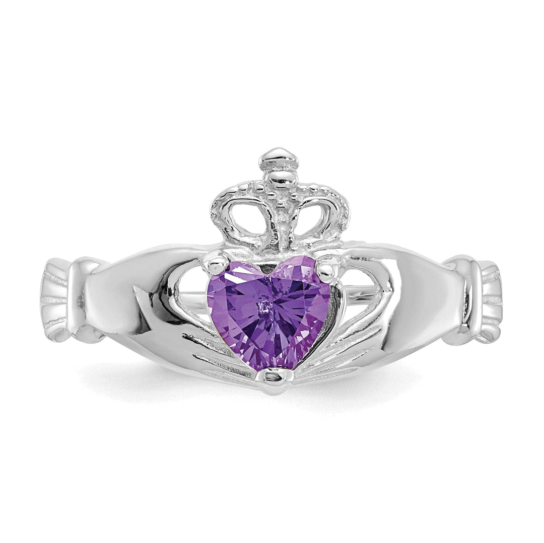 Lovely Rita's Ring 14k White Gold Birthstone Claddagh Heart Ring