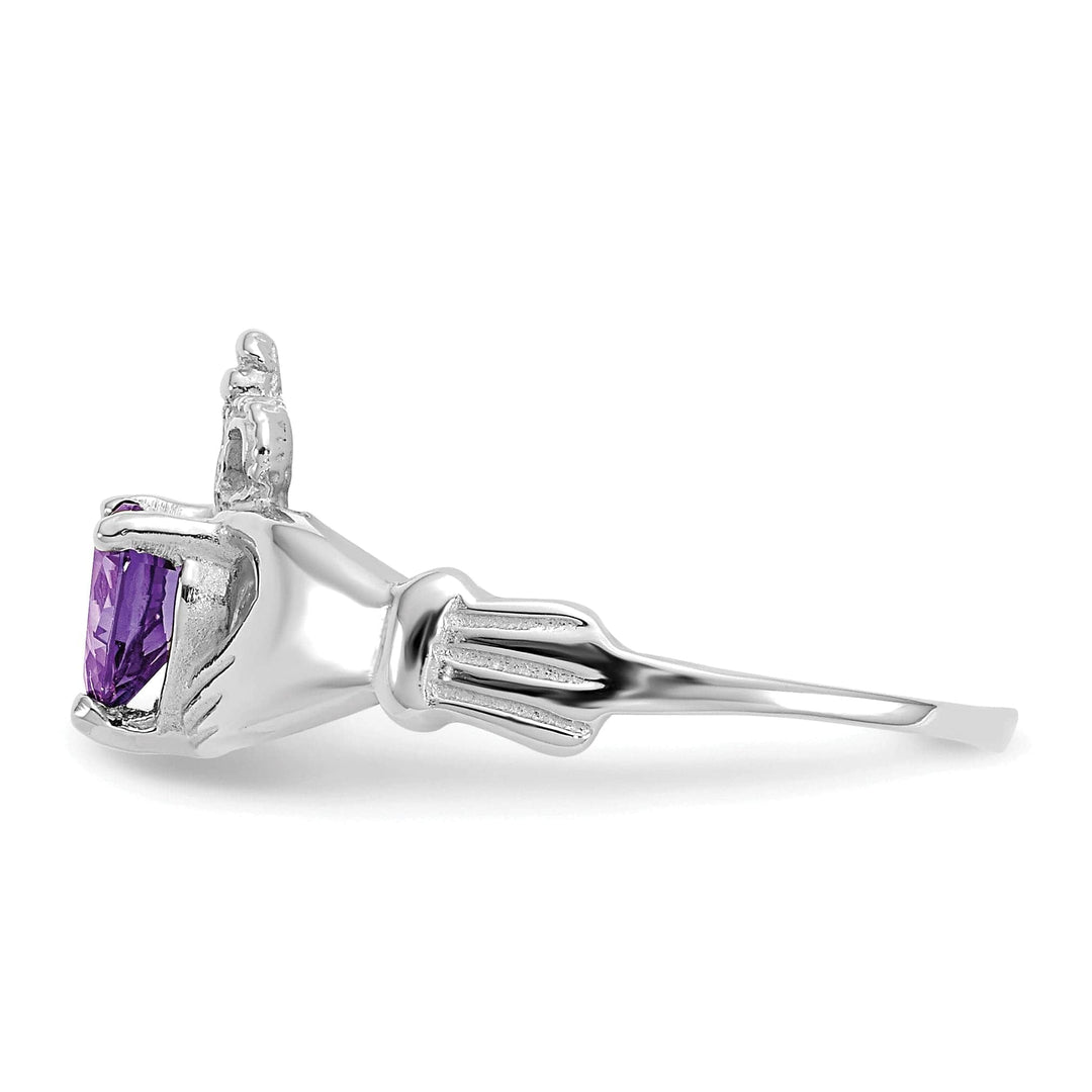 Lovely Rita's Ring 14k White Gold Birthstone Claddagh Heart Ring