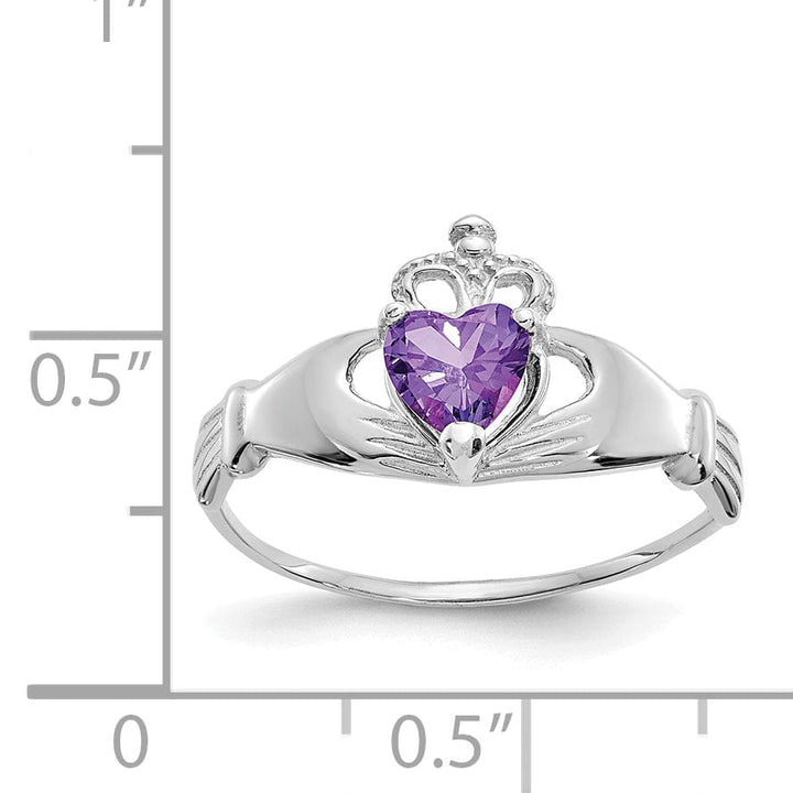 Lovely Rita's Ring 14k White Gold Birthstone Claddagh Heart Ring