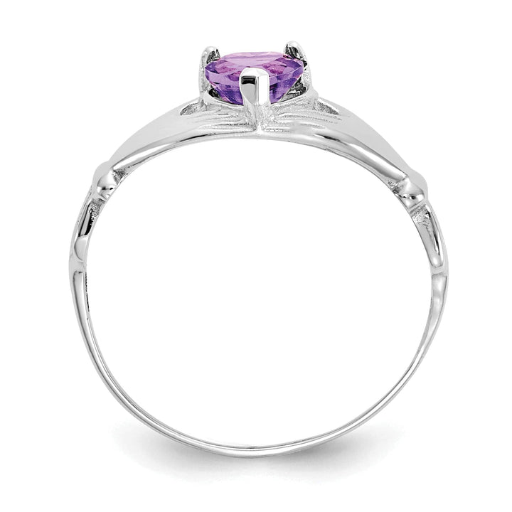 Lovely Rita's Ring 14k White Gold Birthstone Claddagh Heart Ring