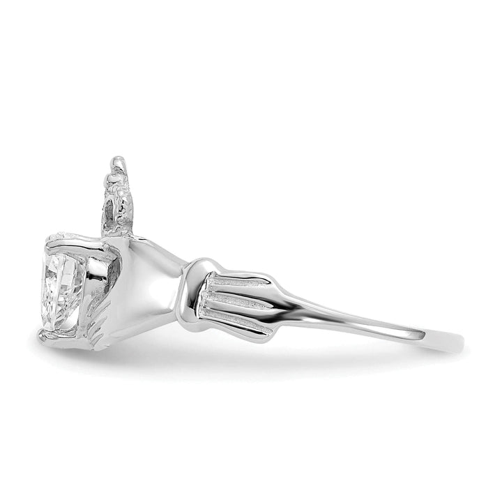 Lovely Rita's Ring 14k White Gold Birthstone Claddagh Heart Ring