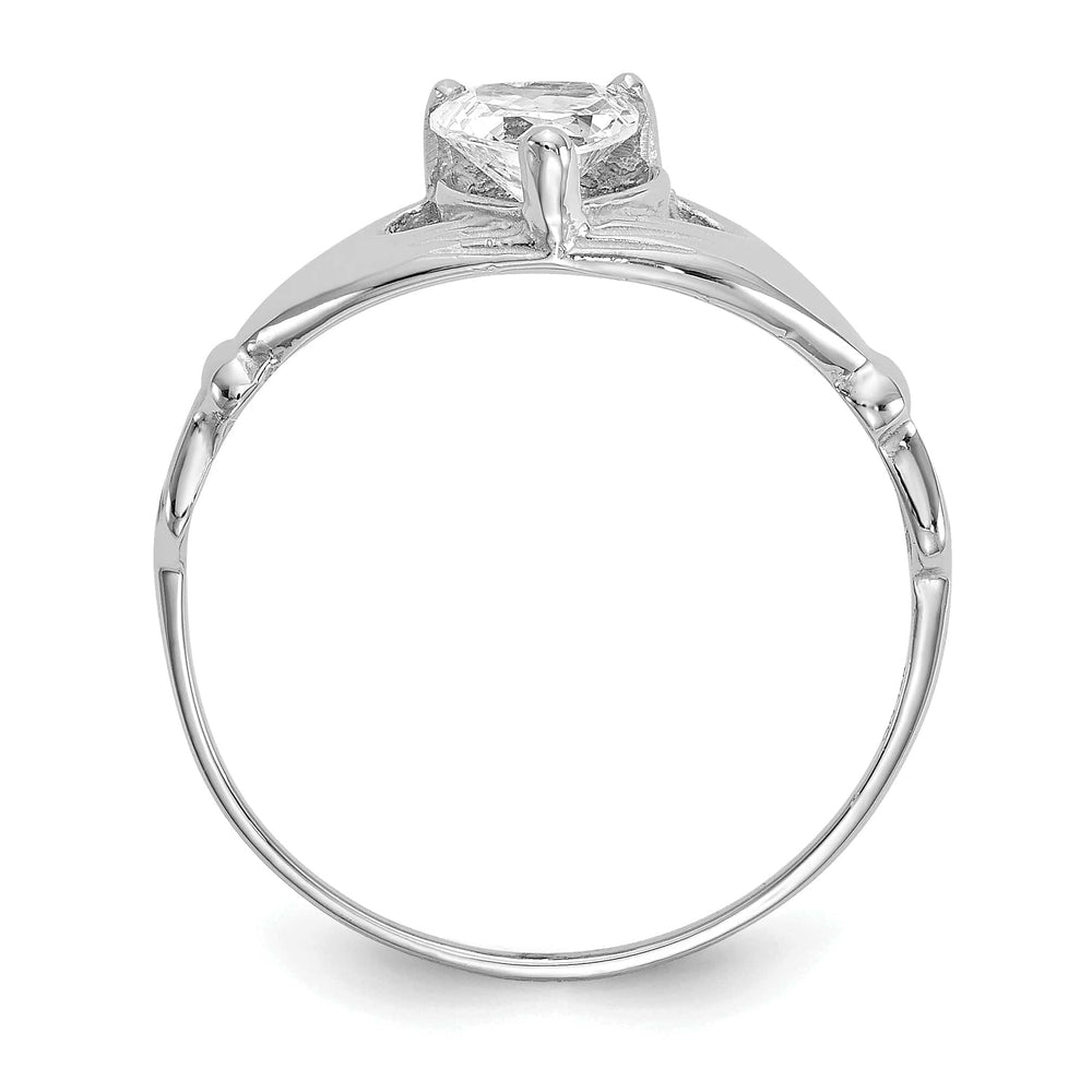 Lovely Rita's Ring 14k White Gold Birthstone Claddagh Heart Ring