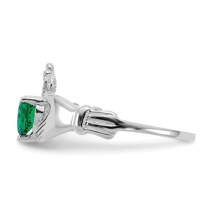 Lovely Rita's Ring 14k White Gold Birthstone Claddagh Heart Ring
