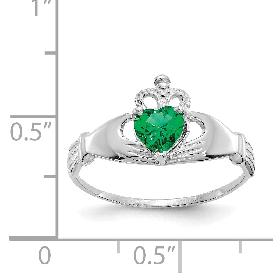 Lovely Rita's Ring 14k White Gold Birthstone Claddagh Heart Ring