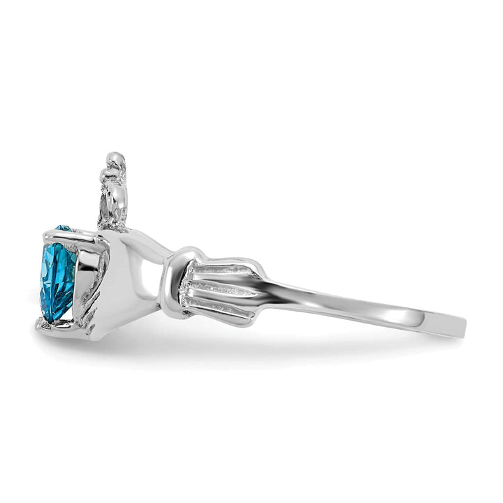 Lovely Rita's Ring 14k White Gold Birthstone Claddagh Heart Ring