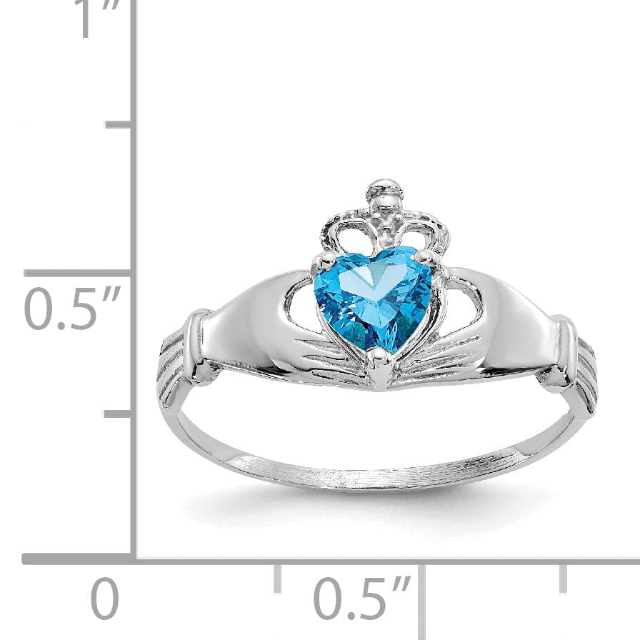 Lovely Rita's Ring 14k White Gold Birthstone Claddagh Heart Ring