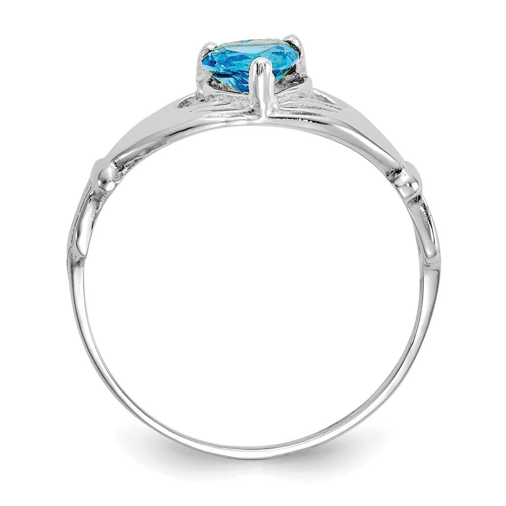 Lovely Rita's Ring 14k White Gold Birthstone Claddagh Heart Ring