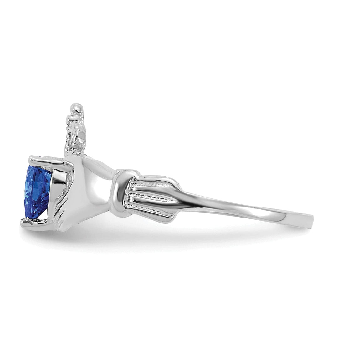 Lovely Rita's Ring 14k White Gold Birthstone Claddagh Heart Ring