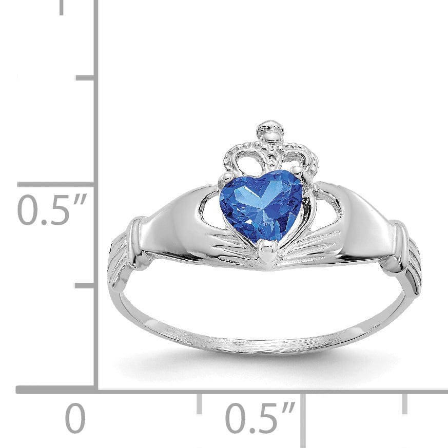 Lovely Rita's Ring 14k White Gold Birthstone Claddagh Heart Ring