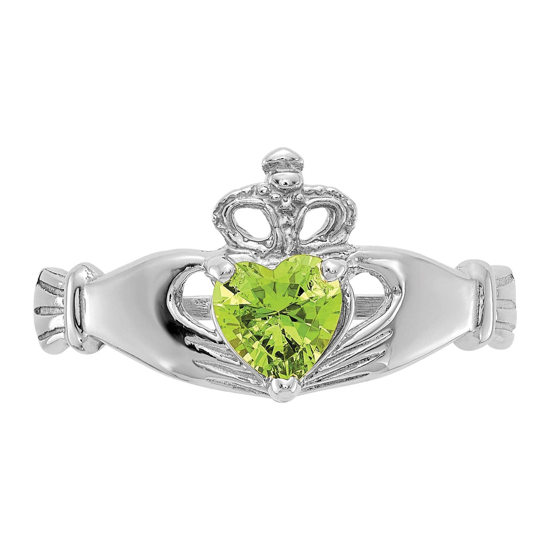 Lovely Rita's Ring 14k White Gold Birthstone Claddagh Heart Ring