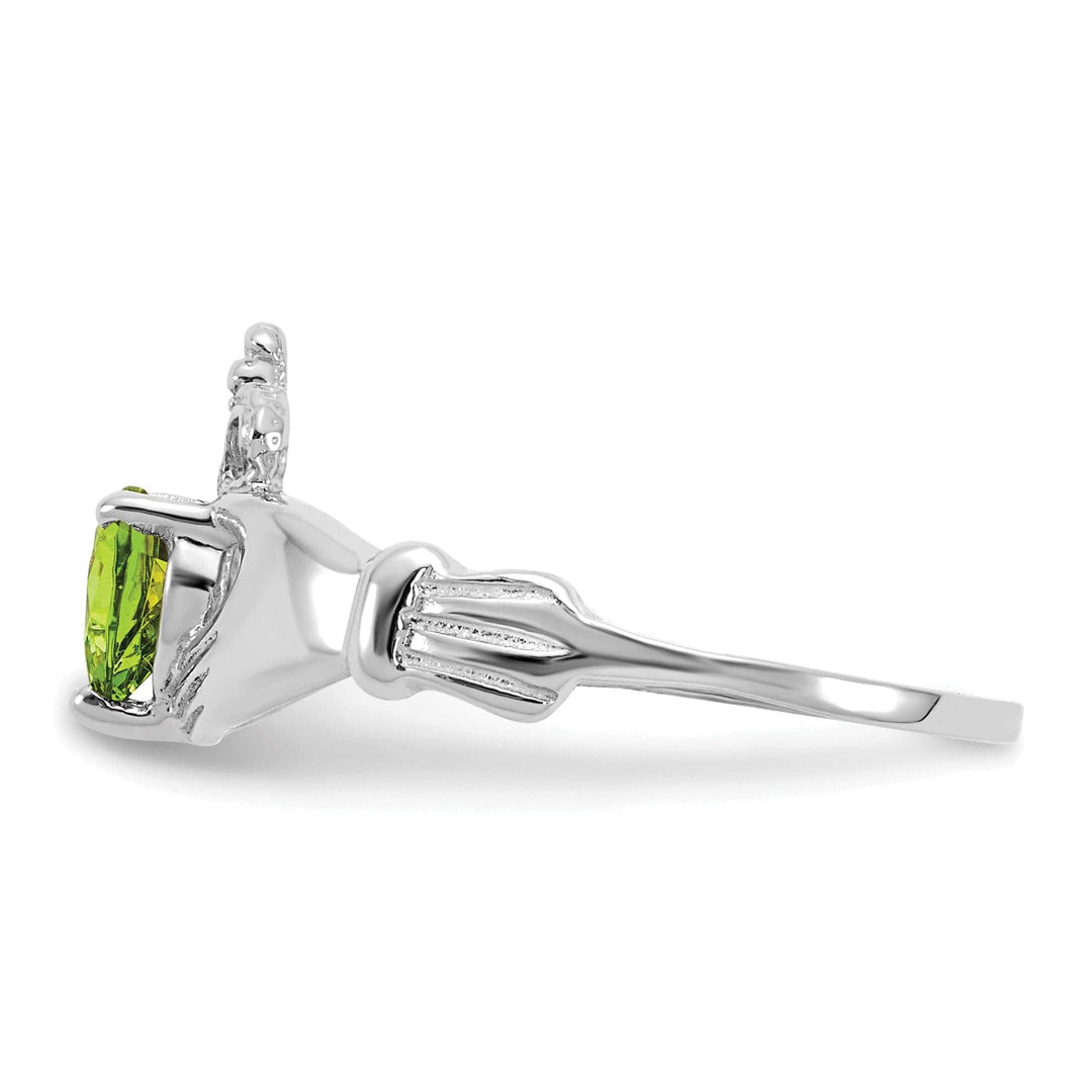 Lovely Rita's Ring 14k White Gold Birthstone Claddagh Heart Ring