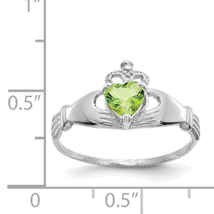 Lovely Rita's Ring 14k White Gold Birthstone Claddagh Heart Ring