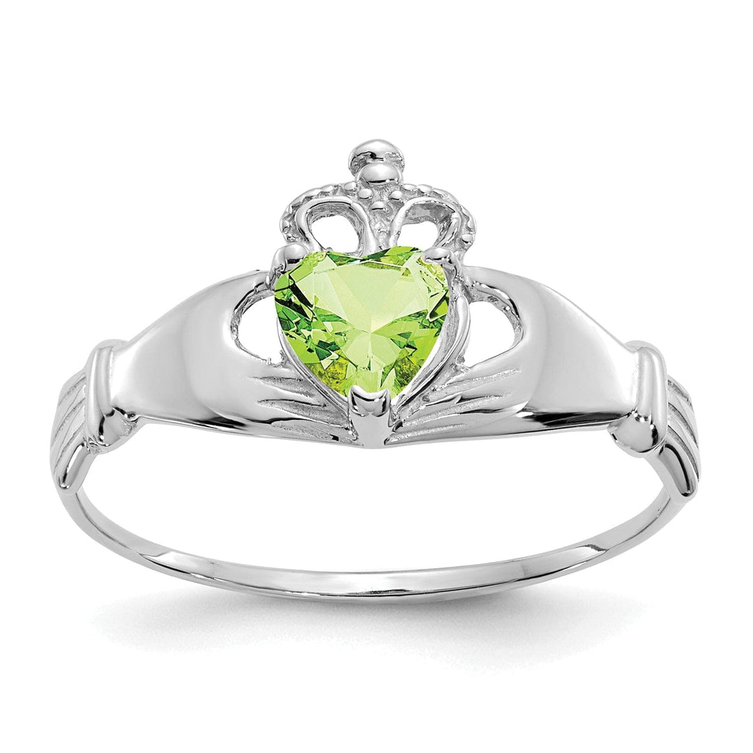Lovely Rita's Ring 14k White Gold Birthstone Claddagh Heart Ring
